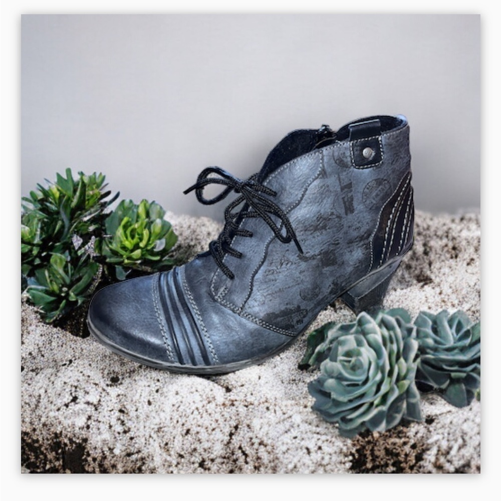 Remonte Cheyenne Distressed Gray Black Leather Lace Up Ankle Boots
Comfort 7.5 - Picture 10 of 15